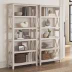 5 Shelf Bookcase Set of 2 - 32"W x 13"D x 66"H - 50lbs Per Shelf - Farmhouse Style - Home Office