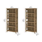 5 Shelf Bookcase Set of 2 - 32"W x 13"D x 66"H - 50lbs Per Shelf - Farmhouse Style - Home Office