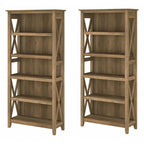 5 Shelf Bookcase Set of 2 - 32"W x 13"D x 66"H - 50lbs Per Shelf - Farmhouse Style - Home Office