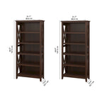 5 Shelf Bookcase Set of 2 - 32"W x 13"D x 66"H - 50lbs Per Shelf - Farmhouse Style - Home Office
