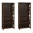 5 Shelf Bookcase Set of 2 - 32"W x 13"D x 66"H - 50lbs Per Shelf - Farmhouse Style - Home Office
