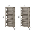 5 Shelf Bookcase Set of 2 - 32"W x 13"D x 66"H - 50lbs Per Shelf - Farmhouse Style - Home Office