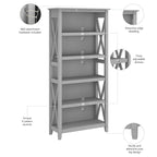 5 Shelf Bookcase Set of 2 - 32"W x 13"D x 66"H - 50lbs Per Shelf - Farmhouse Style - Home Office