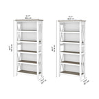 5 Shelf Bookcase Set of 2 - 32"W x 13"D x 66"H - 50lbs Per Shelf - Farmhouse Style - Home Office