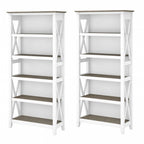5 Shelf Bookcase Set of 2 - 32"W x 13"D x 66"H - 50lbs Per Shelf - Farmhouse Style - Home Office