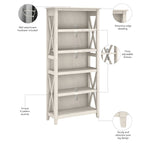 5 Shelf Bookcase Set of 2 - 32"W x 13"D x 66"H - 50lbs Per Shelf - Farmhouse Style - Home Office