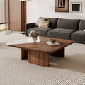 35.43" Square Coffee Table - Solid Wood Veneer - White Sintered Stone Top - Modern - 13"H