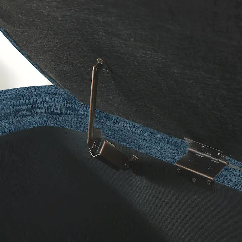 Upholstered Storage Bench 51.5"L - Oval Ottoman Linen Fabric - End of Bed Bedroom Footrest - Fully Assembled