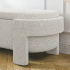 Upholstered Storage Bench 51.5"L - Oval Ottoman Linen Fabric - End of Bed Bedroom Footrest - Fully Assembled