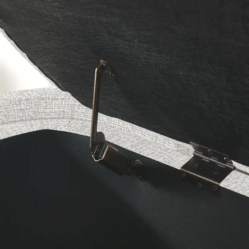 Upholstered Storage Bench 51.5"L - Oval Ottoman Linen Fabric - End of Bed Bedroom Footrest - Fully Assembled