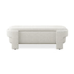 Upholstered Storage Bench 51.5"L - Oval Ottoman Linen Fabric - End of Bed Bedroom Footrest - Fully Assembled