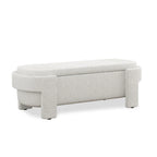 Upholstered Storage Bench 51.5"L - Oval Ottoman Linen Fabric - End of Bed Bedroom Footrest - Fully Assembled