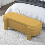 Upholstered Storage Bench 51.5"L - Oval Ottoman Linen Fabric - End of Bed Bedroom Footrest - Fully Assembled