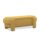 Upholstered Storage Bench 51.5"L - Oval Ottoman Linen Fabric - End of Bed Bedroom Footrest - Fully Assembled