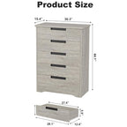 Modern 5 Drawer Dresser - Natural Wood - Smooth Glide Drawers - Bedroom Living Room Nursery Storage Organizer