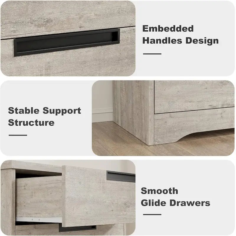 Modern 5 Drawer Dresser - Natural Wood - Smooth Glide Drawers - Bedroom Living Room Nursery Storage Organizer