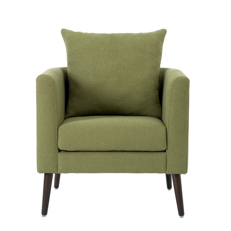 Fleece Fabric Barrel Accent Chair - Wood Legs - 275lbs Capacity - 29.53"W x 26.77"L - Living Room Bedroom