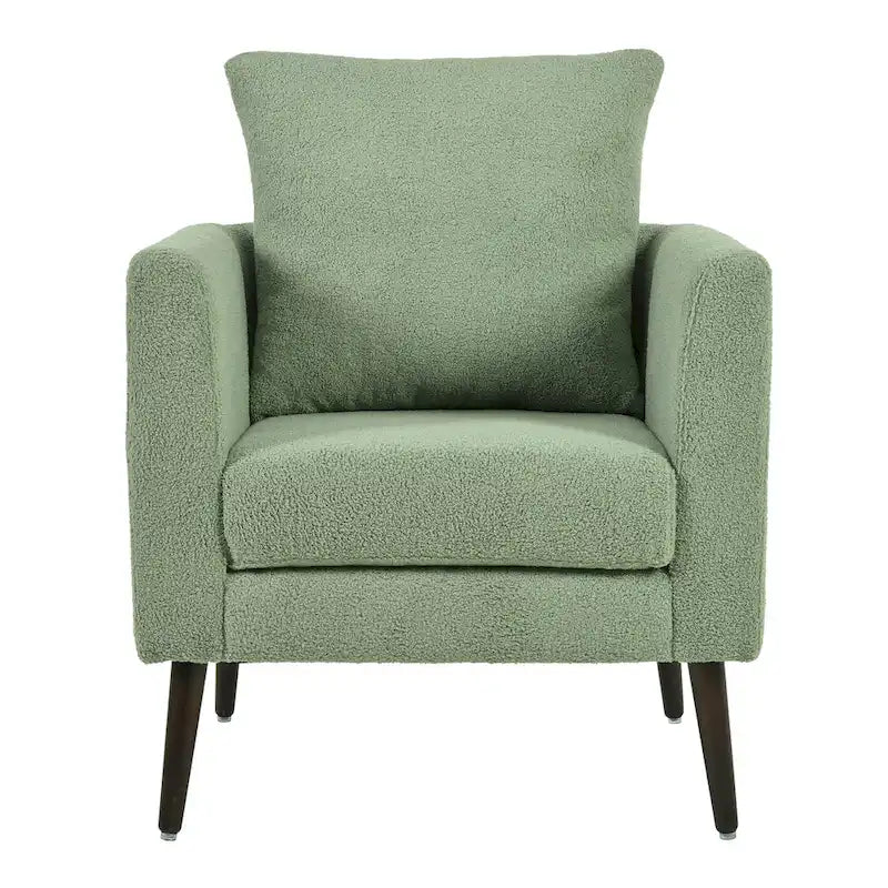 Fleece Fabric Barrel Accent Chair - Wood Legs - 275lbs Capacity - 29.53"W x 26.77"L - Living Room Bedroom