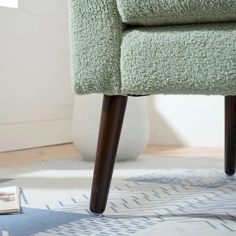 Fleece Fabric Barrel Accent Chair - Wood Legs - 275lbs Capacity - 29.53"W x 26.77"L - Living Room Bedroom