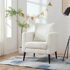 Fleece Fabric Barrel Accent Chair - Wood Legs - 275lbs Capacity - 29.53"W x 26.77"L - Living Room Bedroom