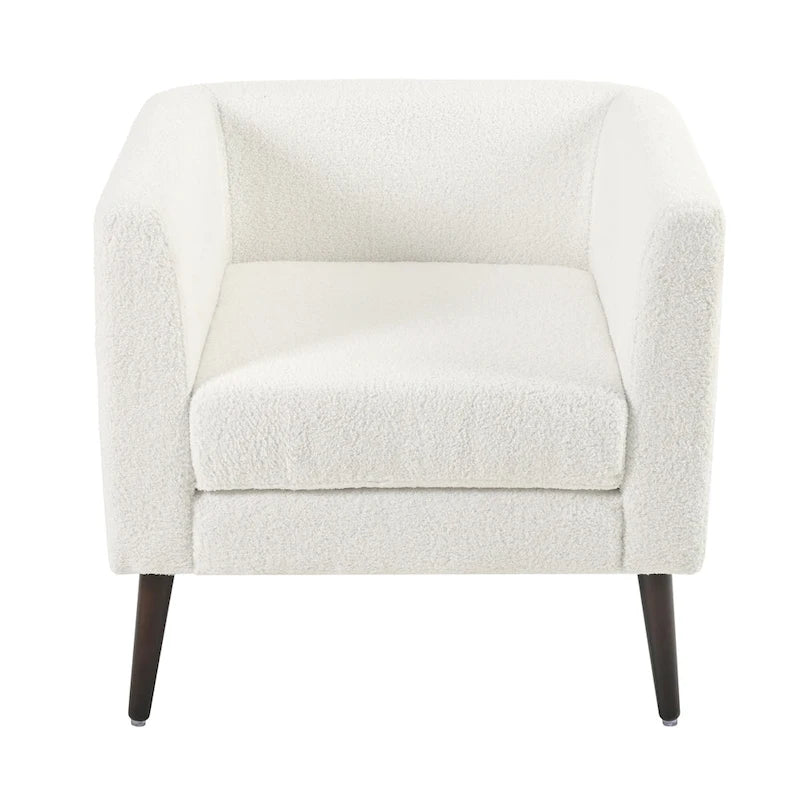 Fleece Fabric Barrel Accent Chair - Wood Legs - 275lbs Capacity - 29.53"W x 26.77"L - Living Room Bedroom