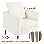 Fleece Fabric Barrel Accent Chair - Wood Legs - 275lbs Capacity - 29.53"W x 26.77"L - Living Room Bedroom