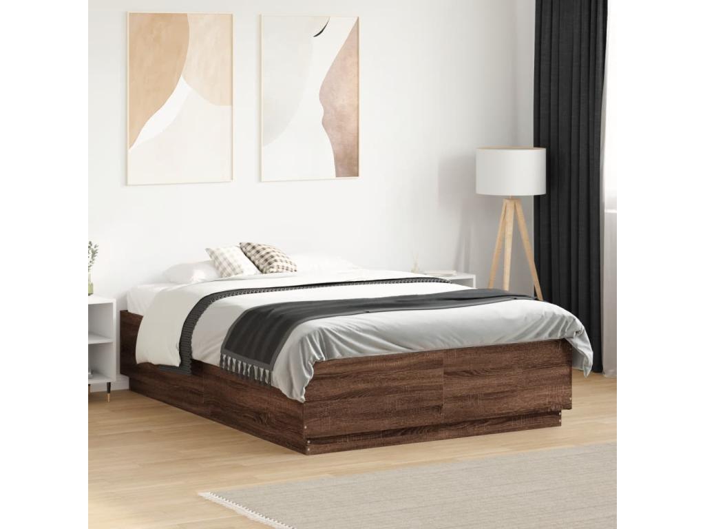 Brown Engineered Wood Bed Frame, 120 x 190 cm