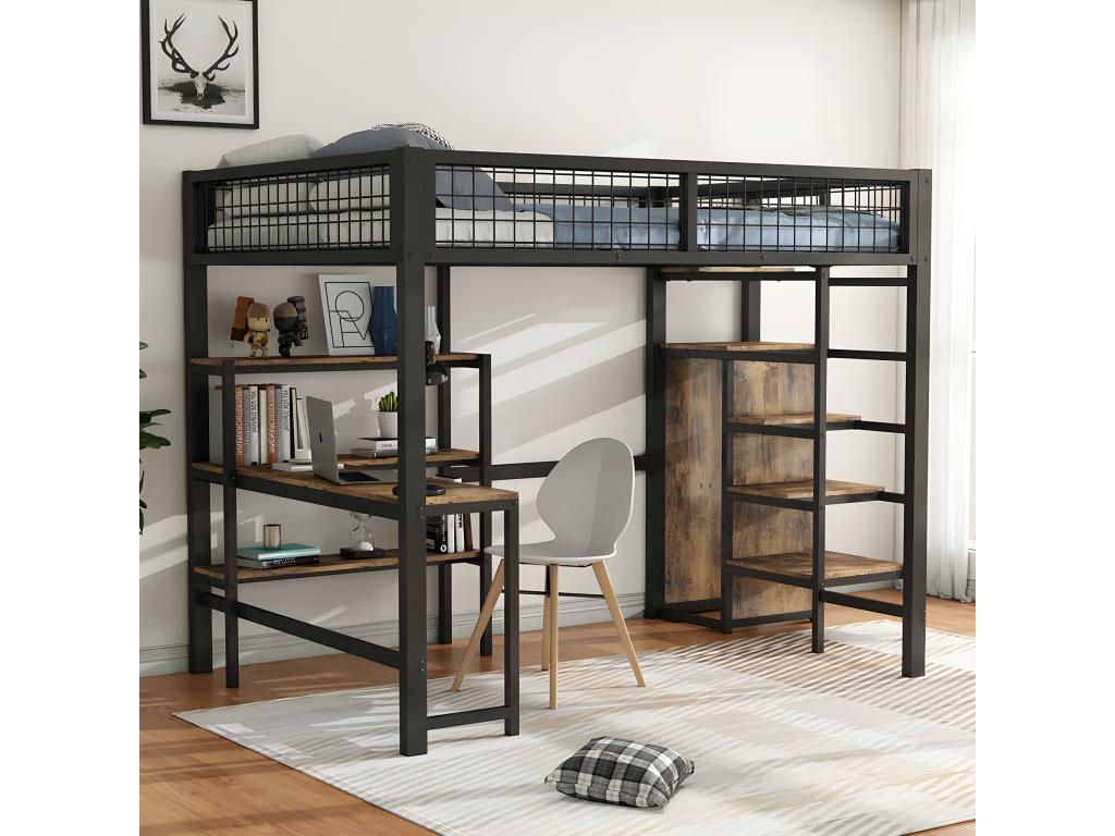 Black Iron Bed, 140 x 200 cm