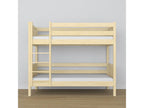 Beige Pine Wood Bed, 100 x 190 cm
