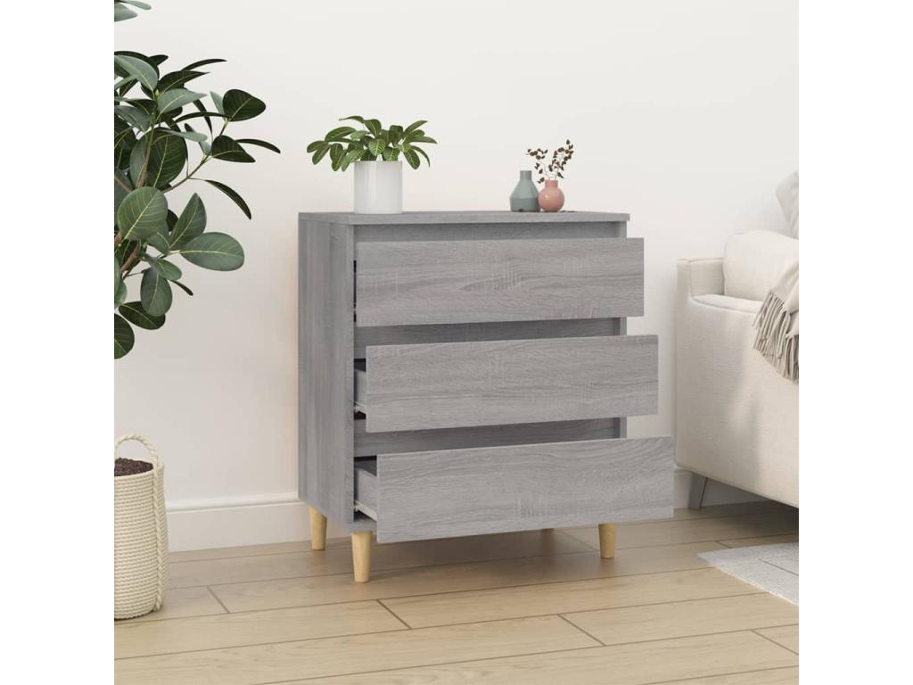 Gray Engineered Wood Sideboard, 60 x 35 x 70 cm