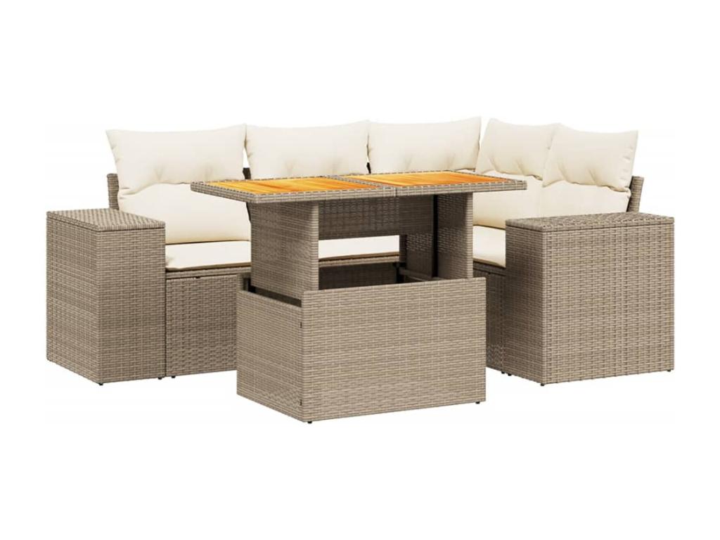 Beige Woven Resin Wicker Outdoor Furniture Set - dlz1766571987997