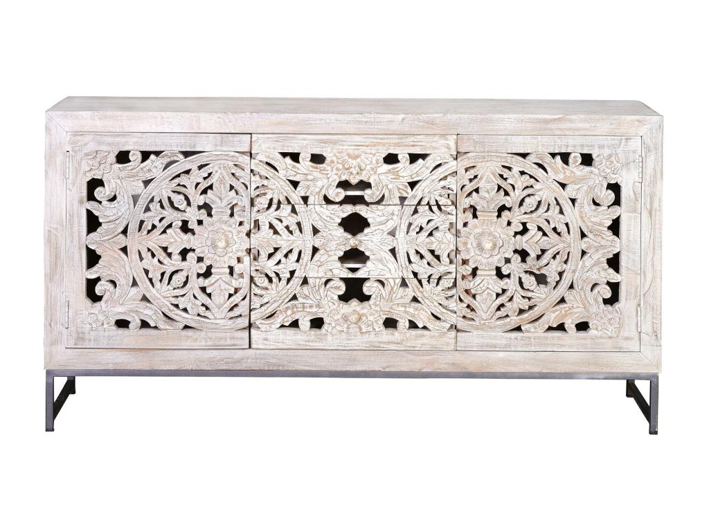 White Metal Sideboard, 80 x 38 x 150 cm