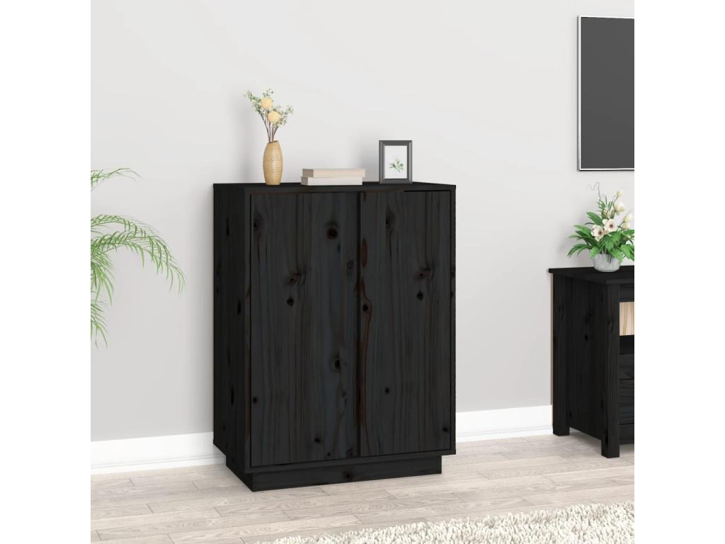 Black Pine Wood Sideboard, 60 x 35 x 80 cm