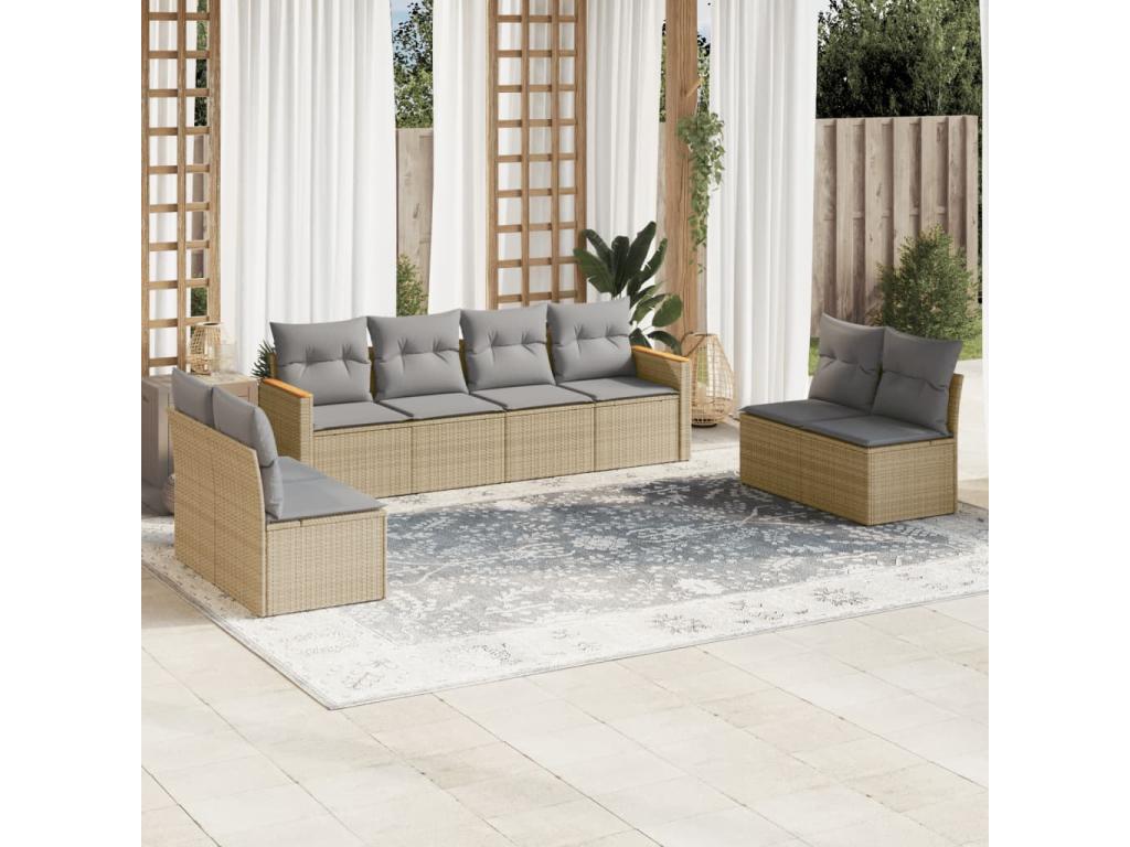 Beige Woven Resin Wicker Outdoor Furniture Set - dlz1766571145303