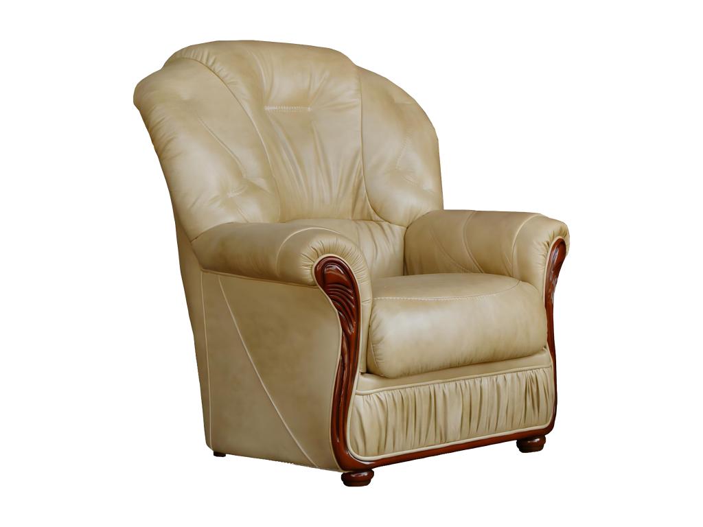 Beige Leather Accent Chair