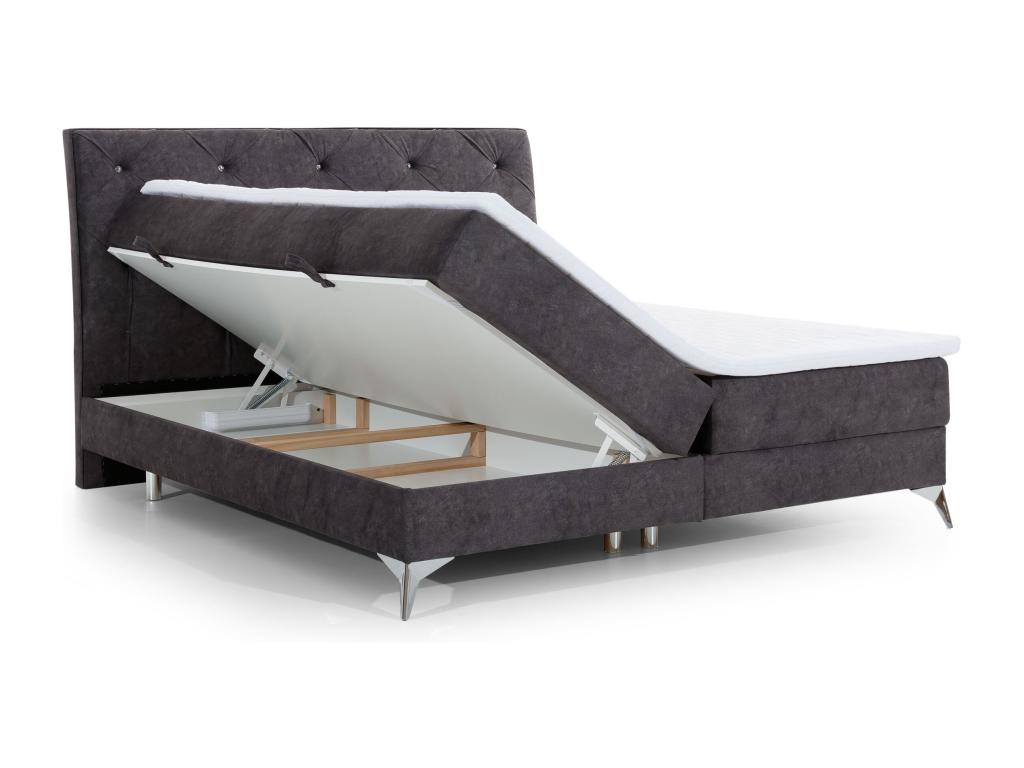 Black Leather Bed, 160 x 200 cm