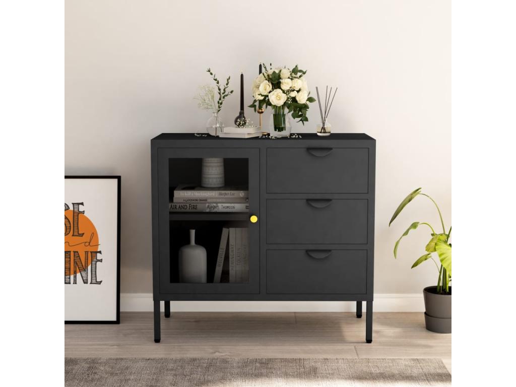 Gray Glass Sideboard, 75 x 35 x 70 cm