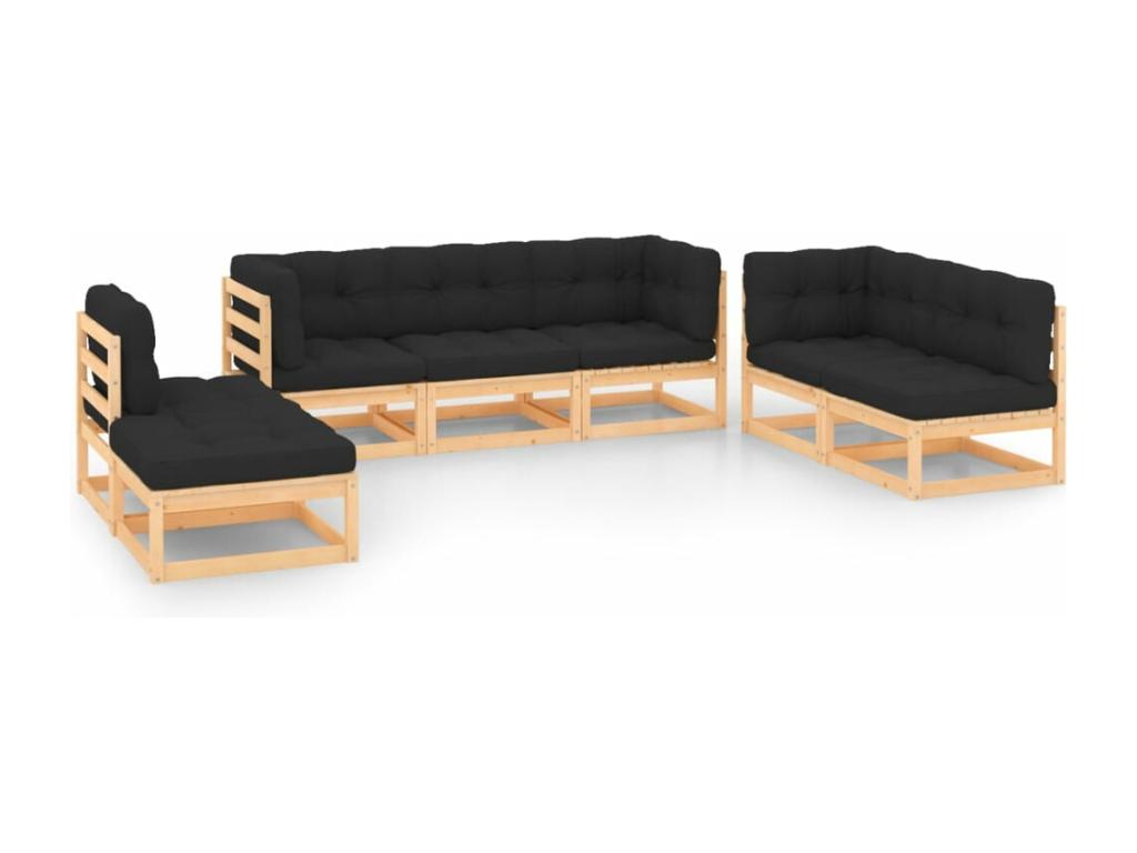 Anthracite Pine Wood Outdoor Furniture Set - dlz1766571921840