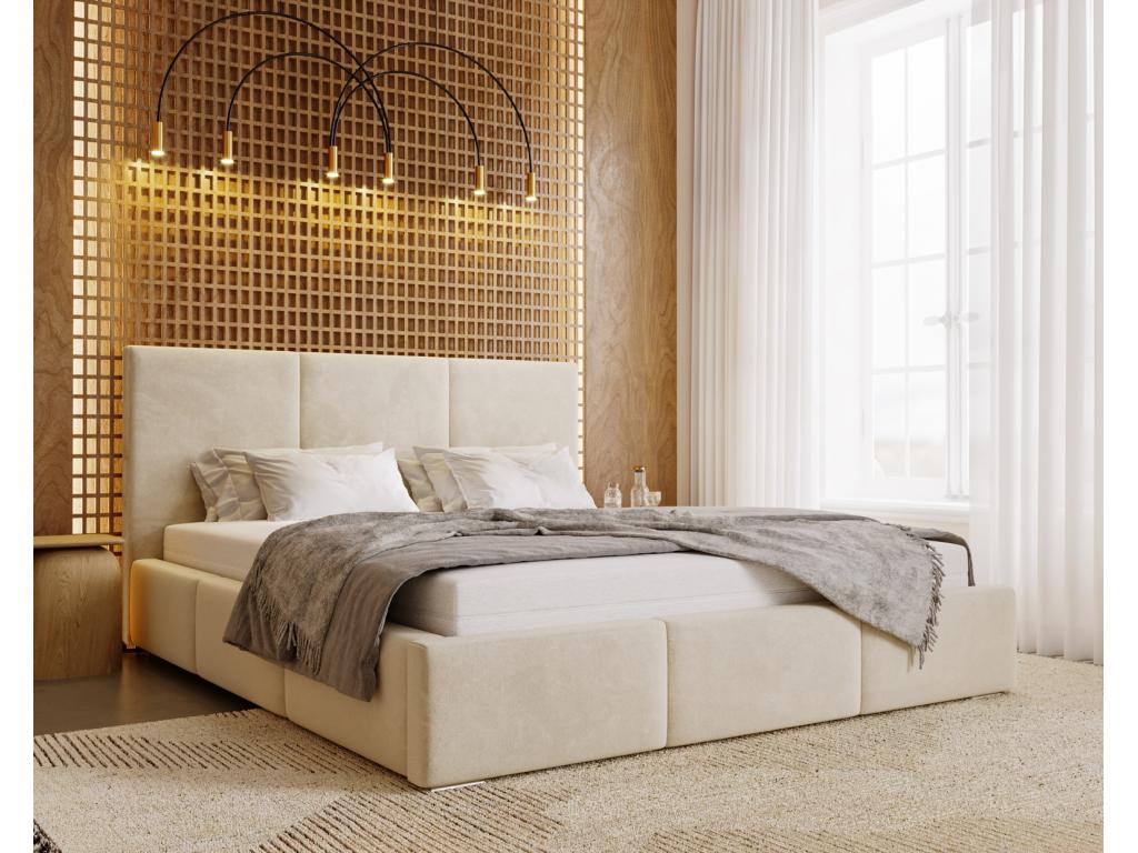Beige Velvet Bed, 200 x 200 cm