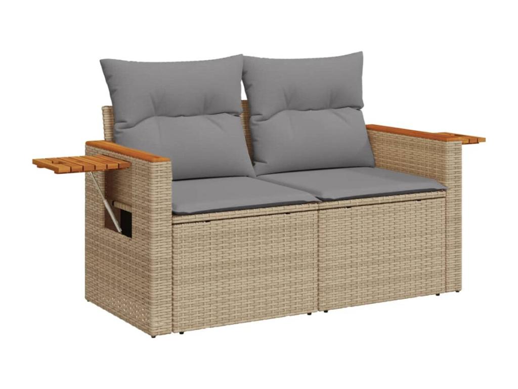 Beige Woven Resin Wicker Outdoor Furniture Set
