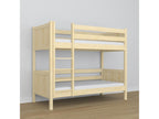 Beige Pine Wood Bed, 100 x 190 cm