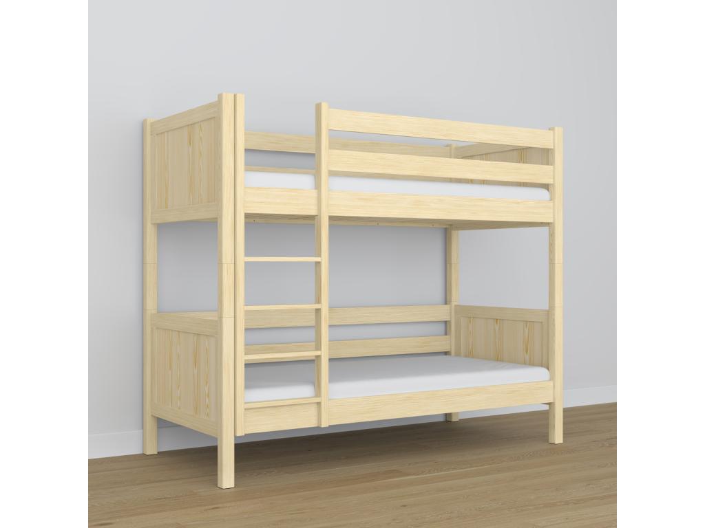 Beige Pine Wood Bed, 100 x 190 cm