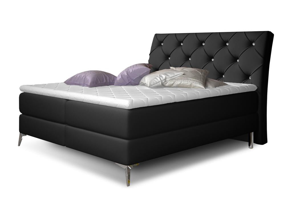 Black Leather Bed, 160 x 200 cm