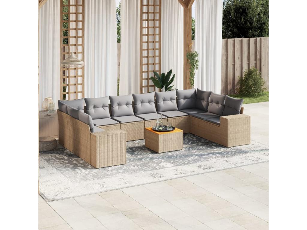 Beige Woven Resin Wicker Outdoor Furniture Set - dlz1766571357266