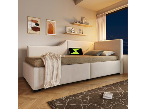 Beige Bed, 90 x 200 cm