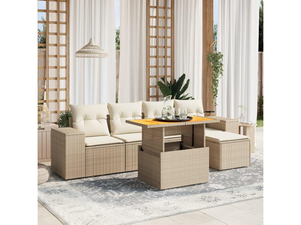 Beige Woven Resin Wicker Outdoor Furniture Set - dlz1766571800897