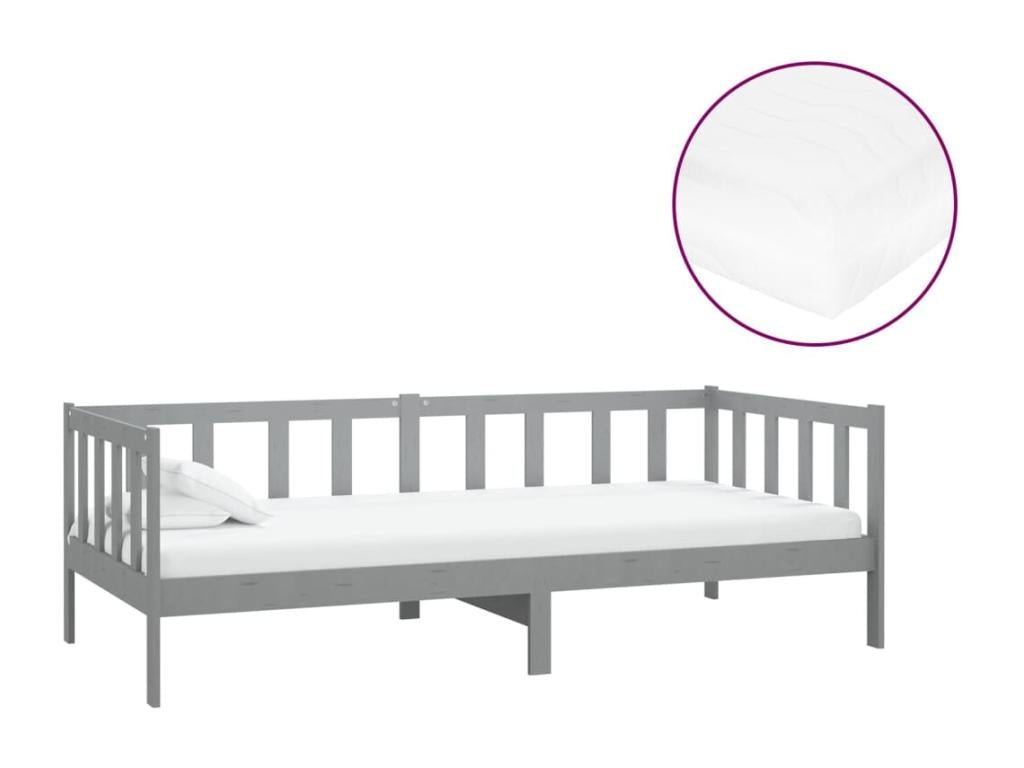 Gray Pine Wood Mattress, 90 x 200 cm
