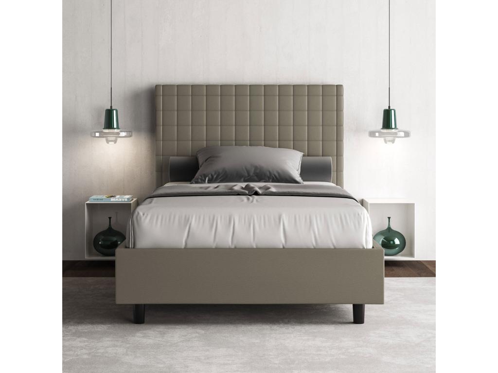 Brown Faux Leather Bed, 120 x 200 cm