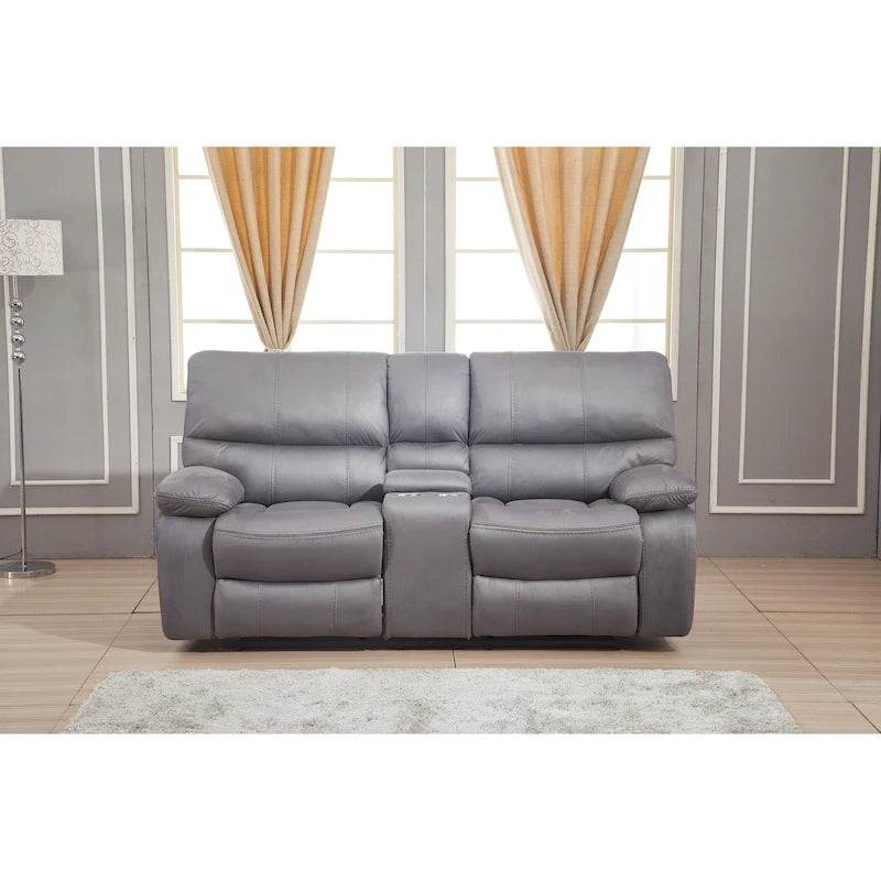 Microfiber Manual Reclining 2-Seat Loveseat with Console - 78"W x 37.4"D x 39"H - Split Back Design