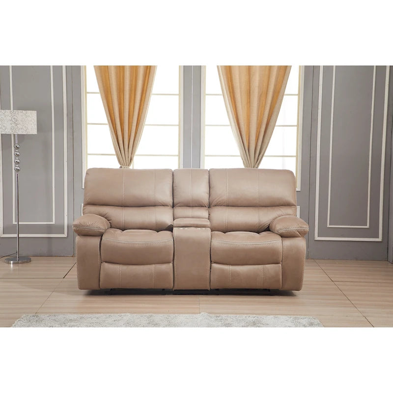 Microfiber Manual Reclining 2-Seat Loveseat with Console - 78"W x 37.4"D x 39"H - Split Back Design